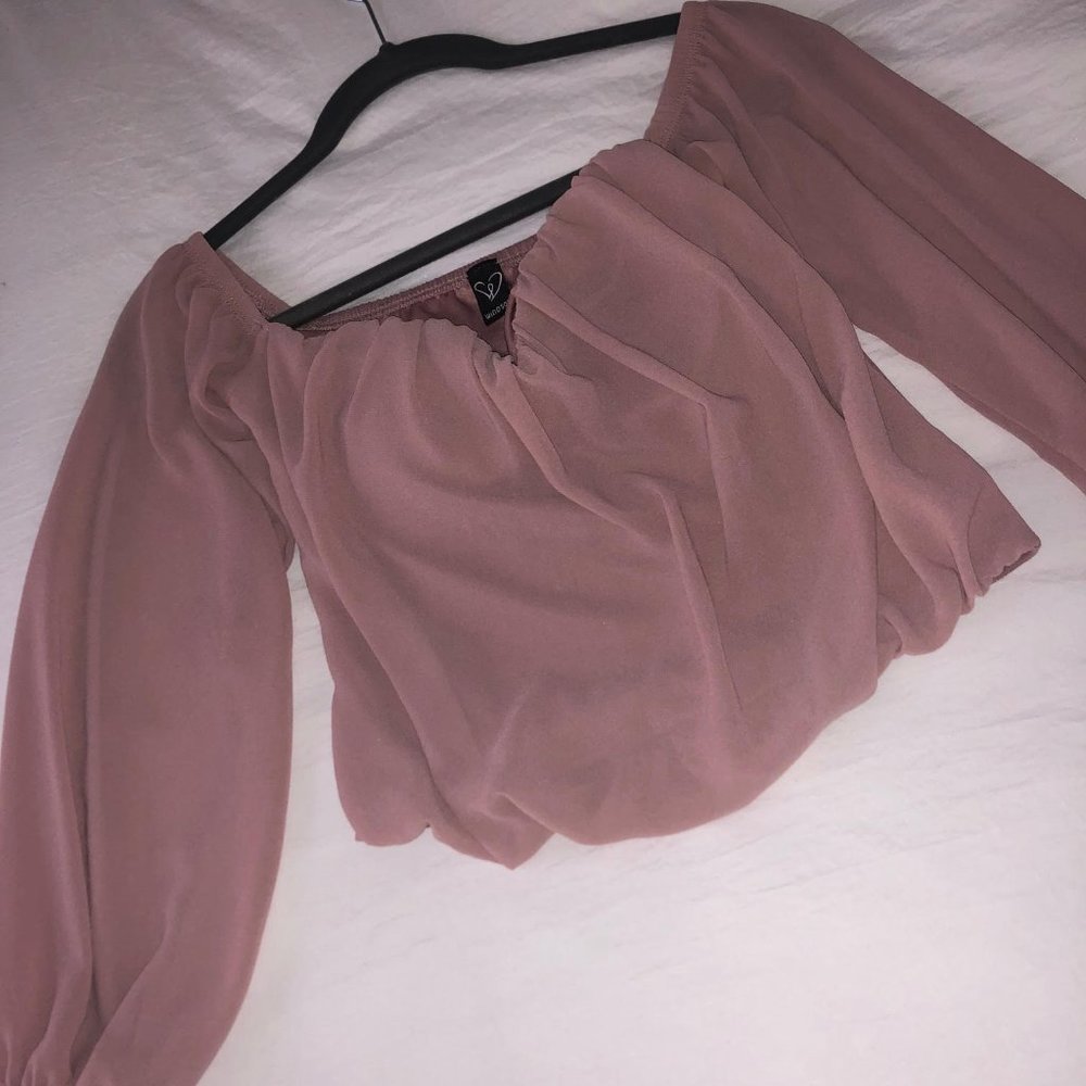 Windsor Blush Pink Cropped Off the Shoulders Top Sz Small